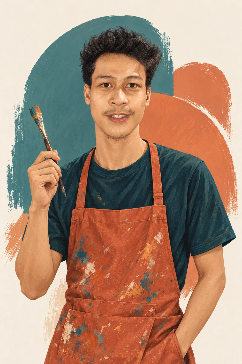 Ilustrasi Harris, muralist LAKAR, memegang berus lukisan